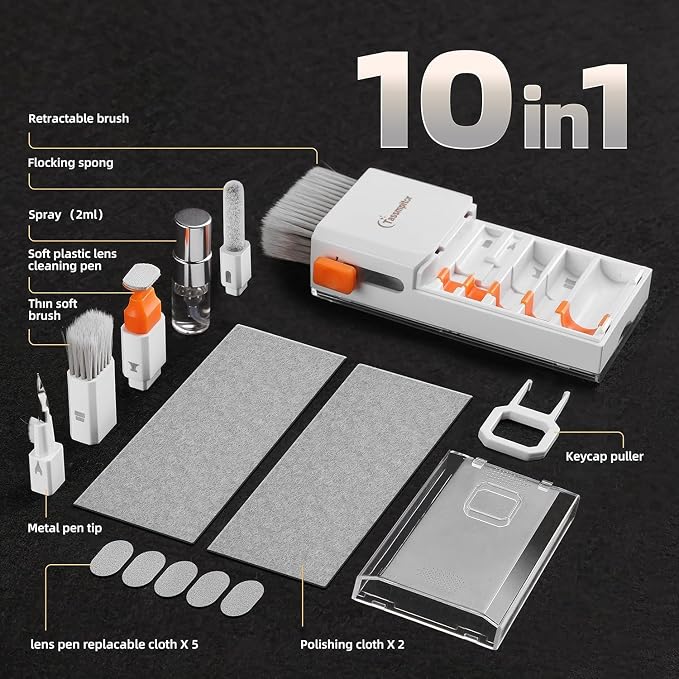 All-in-1 Keyboard Cleaner Laptop Cleaning Kit,Computer Screen-Safe Tools | MacBook iPad iPhone,Electronics Brush Tool for PC Camera Lens Earbuds,Deep Cleaning Spray Cloth, High-Density Soft Brush - Image 7