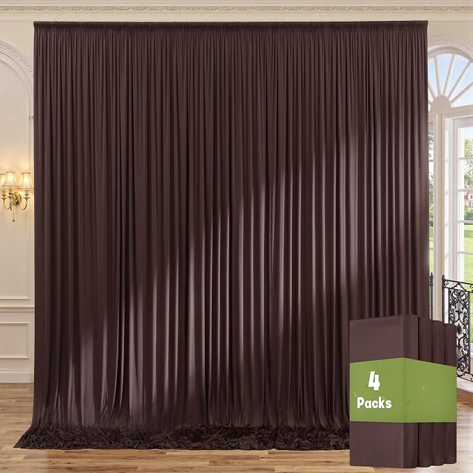 20ft x 10ft Wrinkle Free Brown Backdrop Curtains for Parties, 4 Panels 5x10ft Thick Polyester Photo Backdrop Drapes for Weddings Birthday Party Photography Background by ENJOYYOURPARTY