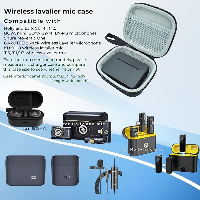Portabe Wireless Microphone Case Lav Mic Bag Audio Gear Travel Case for PQRQP 3 in 1 Wireless Lavalier Microphones Lapel Mics Plug-Play Clip on Lapel Mic wireless lavalier microphone systems - Image 6