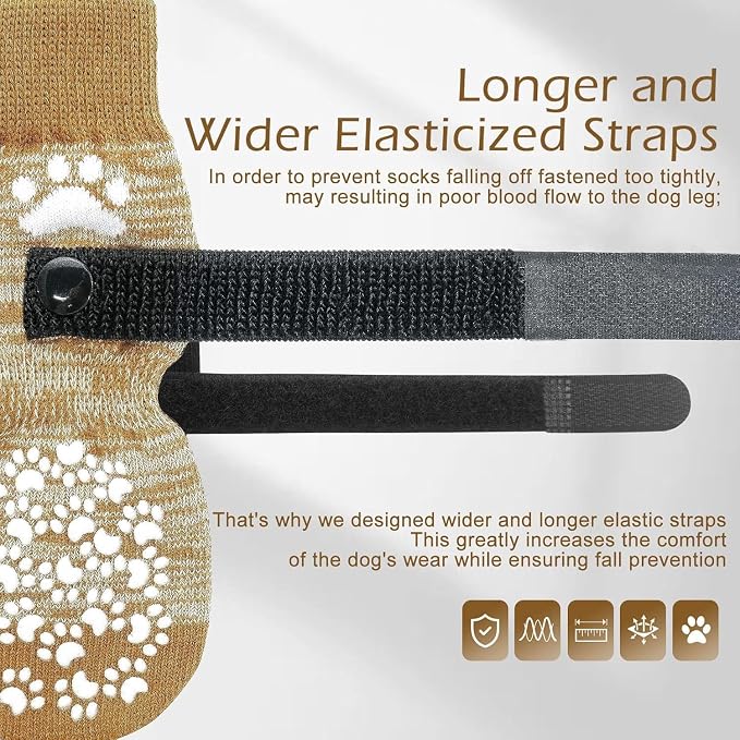 EXPAWLORER Anti Slip Dog Socks to Prevent Licking Paws, Dog Shoes for Hot Pavement, Dog Booties for Small Medium Large Senior Dogs, Traction Control Boots & Paw Protectors for Hardwood Floors - Image 4