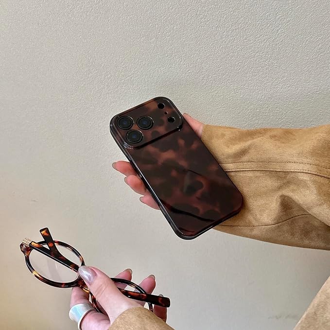 Aesthetic Tortoise Shell Phone Case for iPhone 17 Pro Max 6.9in,Retro Cool Girl Leopard Print Brown Amber Trendy Full Camera Protective Cover for iPhone 17promax 6.9" - Image 6
