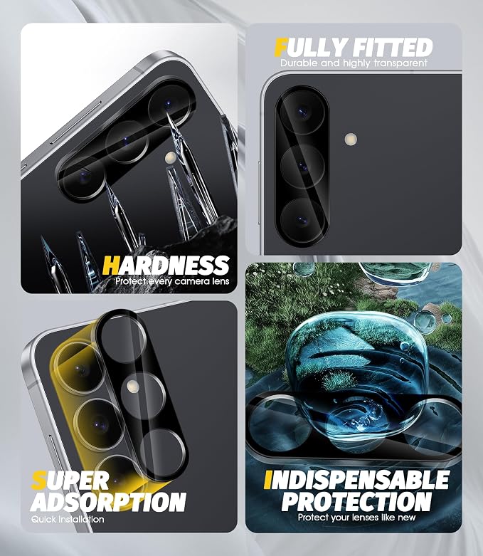 Orzero (3 Pack) Camera Lens Protector Compatible for Samsung Galaxy S25 FE, Protector de Cámera Tempered Glass 9H Precise Camera Cutouts Anti-Scratch Does Not Affect Night Shots and Flash - Image 2