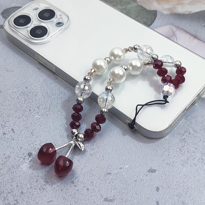 cioatu Phone Charms Cute Cherry Butterfly Cell Phone Lanyard Strap Wrist Strap for Bag Airpods Camera Pendants Decor - Image 6