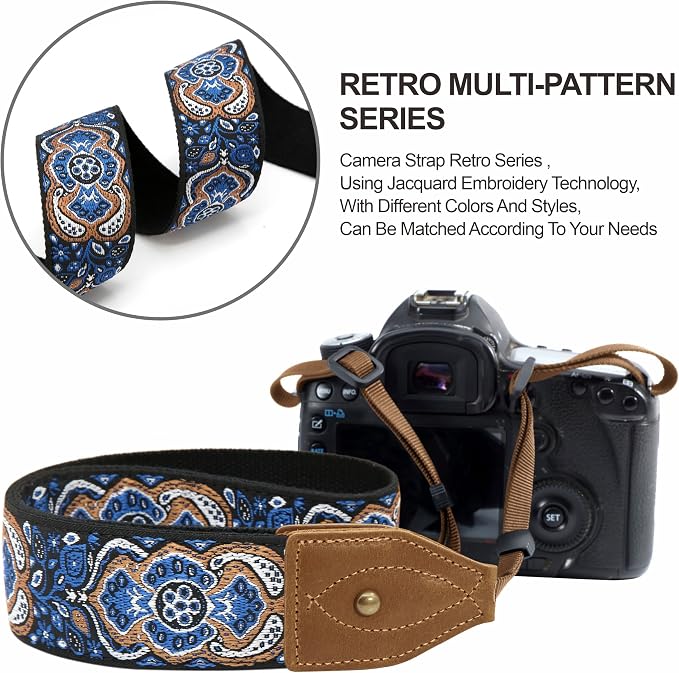 Padwa Lifestyle 2" Wide Classic Crazy Horse Art Cowhide Head Cotton Camera Straps for Photographers - Image 4