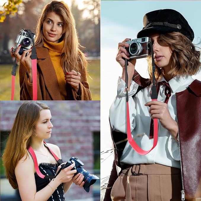 FIEIL Neck Strap Silicone Camera Straps - Padded Camera Strap, 1.5" Wide Adjustable Nylon Shoulder Strap - Compatible with Canon, Nikon, Sony, and More DSLR and Mirrorless Cameras (Fuchsia) - Image 4
