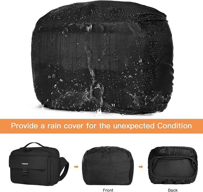MOSISO Camera Shoulder Bag Camera Case Crossbody Sling Purse, Black | DSLR/SLR/Mirrorless Compact Padded Photography Handbag with Rain Cover Compatible with Canon/Nikon/Sony Cameras and Lenses - Image 5