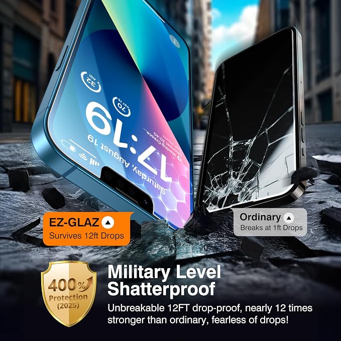 EZ-GLAZ-4+2 Pack for iPhone 13 Privacy Screen Protector (6.1") | 2-Pack Lens Protectors, Alignment Kit, Easy Installation, 9H+ Tempered Glass, Scratch Resistant, 28° Privacy Protection - Image 4