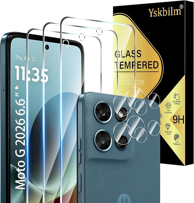 (3+2 Pack) Designed for Motorola Moto G 5G 2026 & Moto G Play (2026) Tempered Glass Screen Protector + Camera Lens Protector,[3D Touch][Bubble-Free][Anti-Scratch] by Unknown