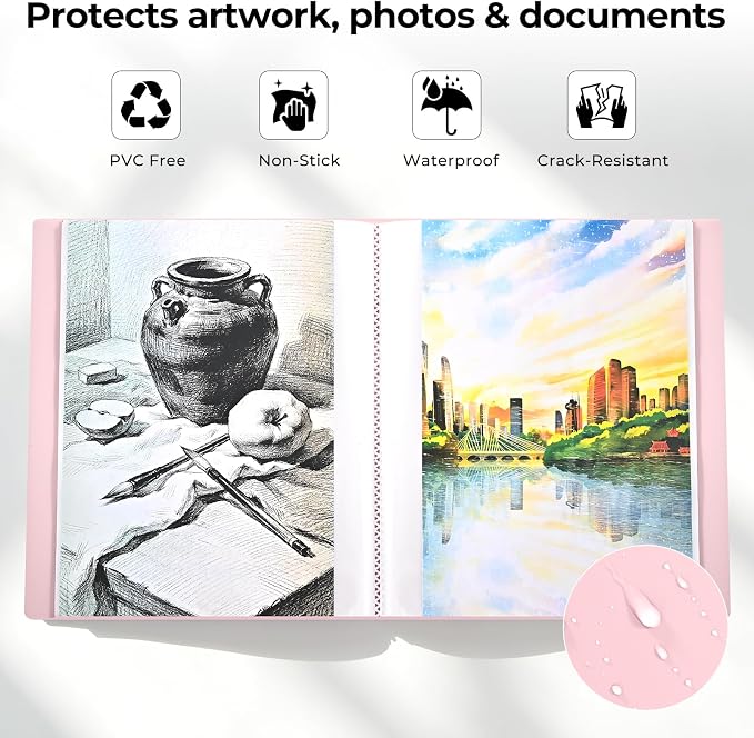 XRUNMIX Art Portfolio 8.5X 11 Inch, 40 Pockets (80 Pages Capacity) Letter Size Display Book with Clear Sheet Protectors, Presentation Folder for Artwork/Documents/Photos - Image 5