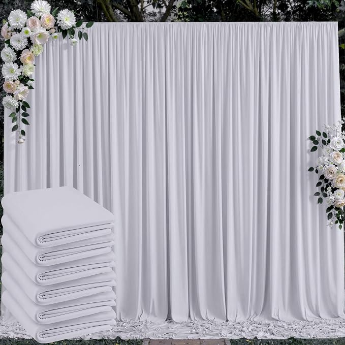 30 ft x 10 ft Wrinkle Free Silver Backdrop Curtain for Parties, Polyester Silver Grey Backdrop Drapes 6 Panels 5x10ft for Baby Shower Photoshoot Engagement Wedding Birthday Photography Background by Outpain