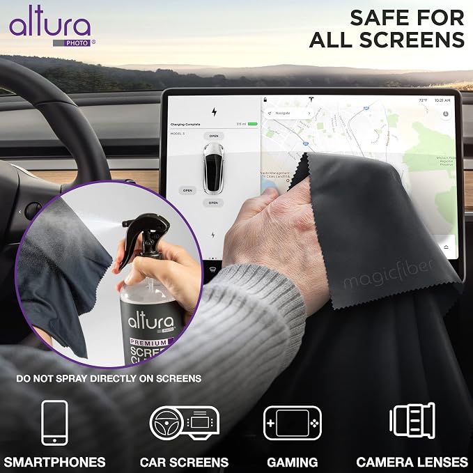 Altura Photo TV Screen Cleaner Spray & Wipe Kit for Smart TV LCD OLED, 16oz | Includes Cleaner, 2 Micofiber Cleaning Cloths, Great for Computers, Monitors, LED, Touchscreens, Laptops, Electronics - Image 3