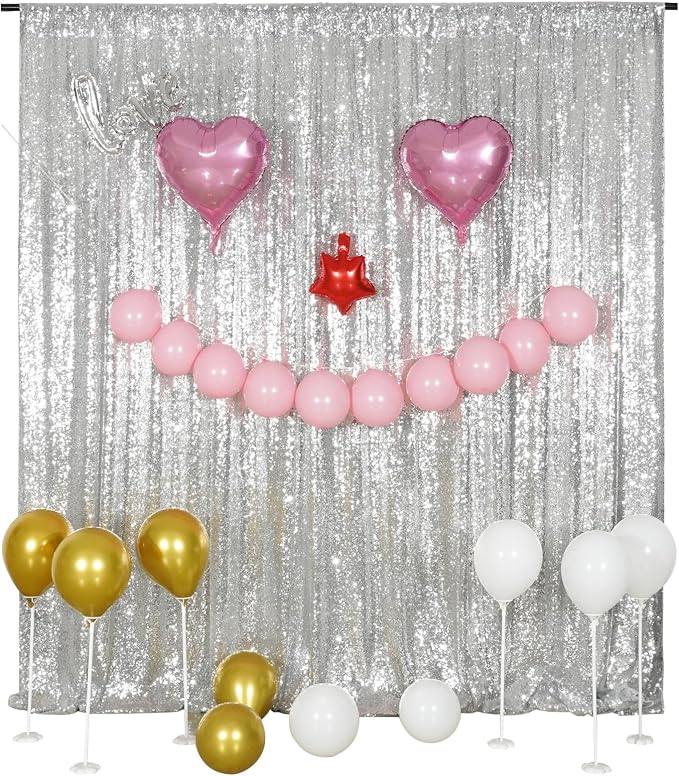Poise3EHome Silver Sequin Backdrop, 20Ft x 10Ft Glitter Photography Background Curtains for Party Baby Shower Wedding Birthday Christmas Thanksgiving Halloween Decoration - Image 4