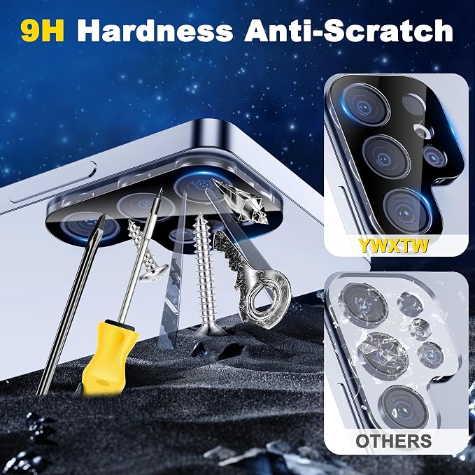 YWXTW 3 Pack Camera Lens Protector for Samsung Galaxy S25 Ultra 6.8 Inch, 9H Tempered Glass Ultra HD [No Impact on Night Shots] S25 Ultra Lens Protector, Anti-Scratch No Bubbles - Image 3