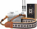 Padwa Lifestyle Camera Strap - 1.5" Crazy Horse Cowhide Ends Embroidered Camera Straps for Photographers, Cute Cotton Weave Soft Suede Fabric Padded Strap fits All Cameras for Adults & Kids by PadwaLifestyleCameraStrap