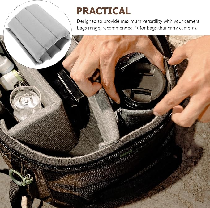 Cabilock Camera Bag Divider 2 Pcs Padded Dividers for Camera Bag Insert for Backpack Shock Absorbing Divider Organizer Insert for Photography Gear Travel | Two padded panels create adjustable sections for lenses, camera bodies and accessories inside co... - Image 4