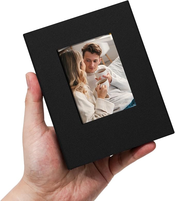 Small 4x6 Photo Album 100 Pockets Linen Cover Black | Linen Cover, Front Window, Portable Mini Picture Book, Family Travel Wedding Memory Keepsake by Remowith