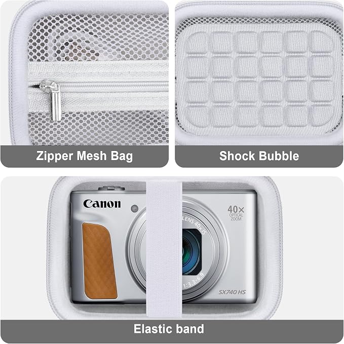 Carrying Case for Canon PowerShot SX740 HS, SX730 HS Camera, White | SX720 HS, SX620 HS, G7 X Mark III, G7 X Mark II Digital Camera, Storage Holder Travel Bag with Mesh Pocket for Battery Pack - Image 4