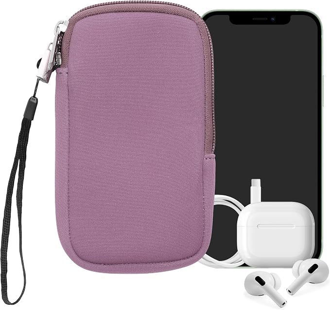 kwmobile Universal Phone Pouch Size XL - 6.7/6.8" - Neoprene Smartphone Pouch with Zip - Water-Repellent Mobile Phone Case - Sleeve in Lavender - Image 8