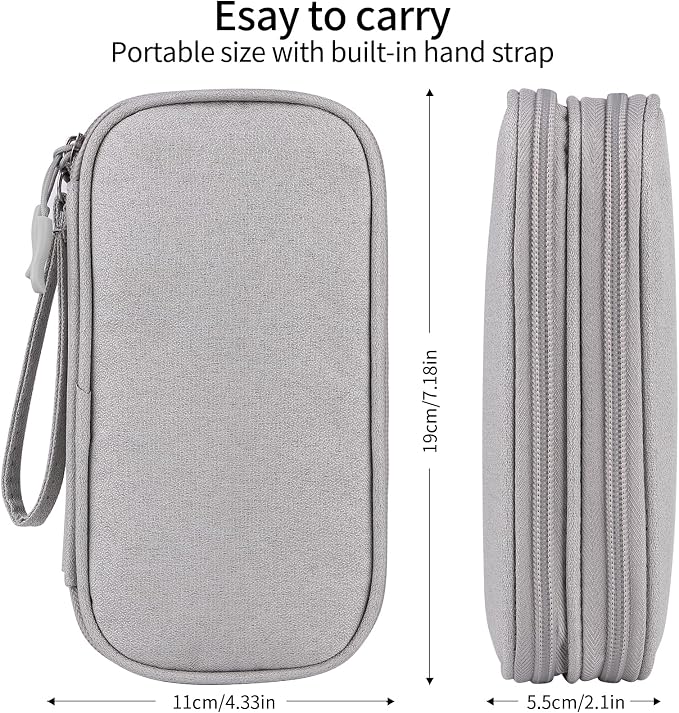 JIAKAI Travel Cable Organizer - Electronics Accessories Bag(Double Layer - Grey) - Image 2