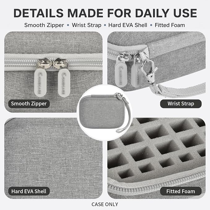 Comecase USB Flash Drive Case, Holds 26 USB Drives and 4 SD Cards | Pre-Cut Foam Fits Mixed USB Drives; EVA Shell, Holds 26 USB & 4 SD Cards, Compact, Grey, Small, Case Only - Image 6
