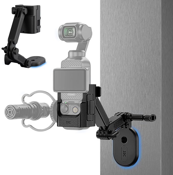 JJC Magnetic Mount Stand w. Extension Arm for DJI Osmo Pocket 4 3 Xtra Muse | Protective Cage with Cold Shoe & Detachable Magnetic Stand,Expansion Adapter Holder by JJC