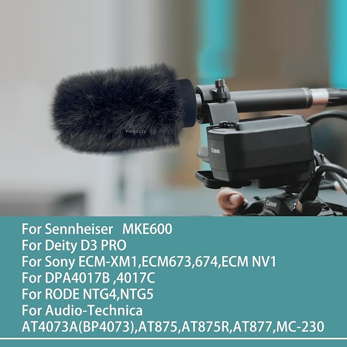 Microphone Wind Muff Pop Filter For Sennheir MKE600 Shotgun Microphone Cover windscreen Deadcat For Rode Ntg4 NTG5 shield Headset microphone windscreen For Sony Ecm-XM1 ECM673 674 ECM NV1 (gray) - Image 3