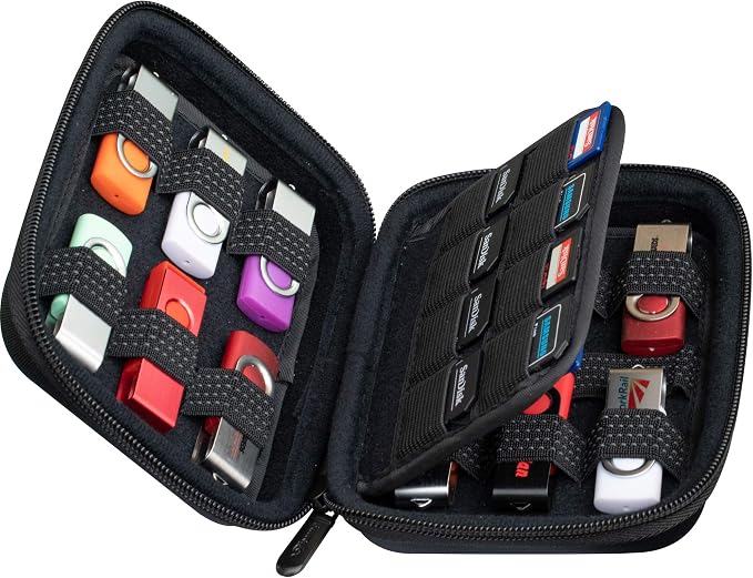 ButterFox USB Thumb Flash Pen Drive Storage Holder/Memory Card SD SDXC SDHC Card Holder Case/External Hard Drive Case/Universal Electronic Accessories Organizer (12USB+16SD) - Image 5
