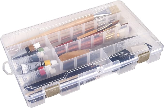 ArtBin Large Solutions Box Clear Art & Craft Organizer with Dividers - Plastic Storage Case for Convenient and Versatile Storage - Ideal for Various Craft Supplies | 20 Removable Dividers, 14.125 x 9 x 2 Inches, Secure Latches, Stackable, Clear Durable... - Image 9