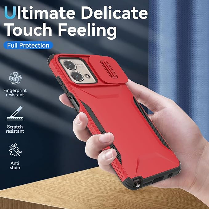 for Motorola G Stylus 5G 2023 Case with 1 HD Screen Protector & Slide Camera Cover [Military-Grade] Phone Case Heavy Duty Rugged Shockproof Protective Cover for Moto G Stylus 5G 2023(Red) - Image 7