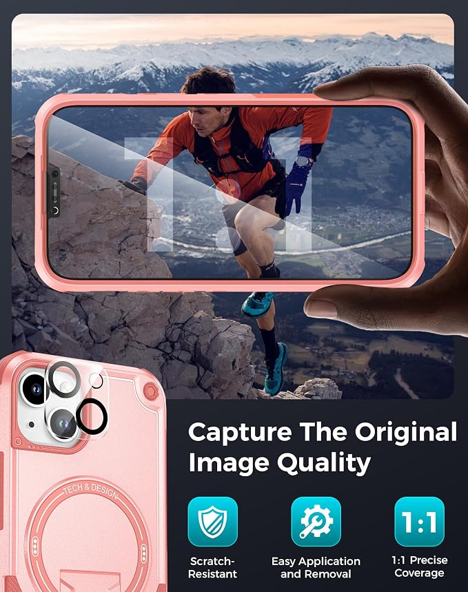 Goton 3 in 1 for iPhone 14 Case with Privacy Screen Protector Pink | Glass Camera Lens Protector,Compatible for MagSafe,Invisible Kickstand, Shockproof Phone Cover for iPhone14 - Image 8