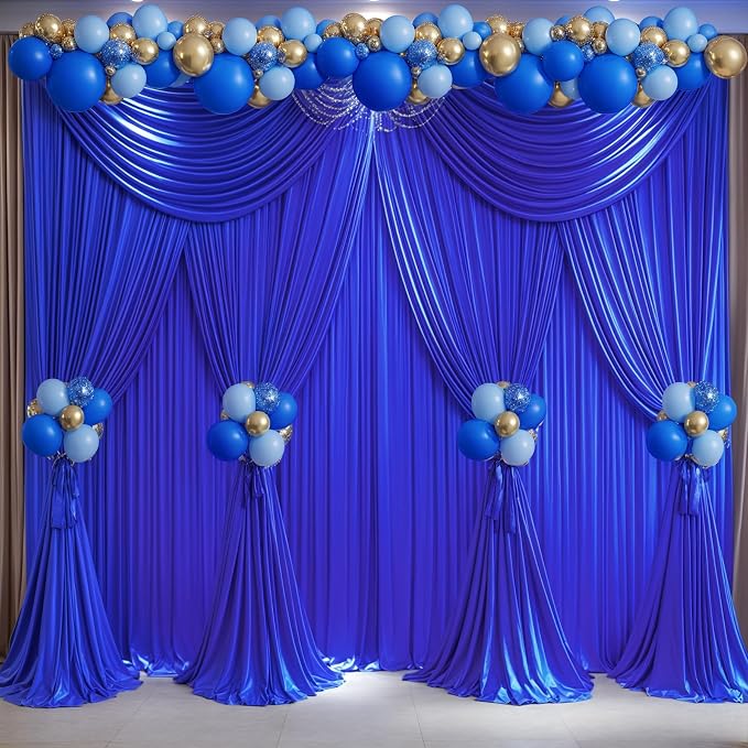 Royal Blue Backdrop Curtain 6 Panels-Wrinkle-Free Royal Blue Curtains Polyester Photography Drapes for Baby Shower Birthday Party Photo Background Backdrop Stand- 24 X10FT - Image 6