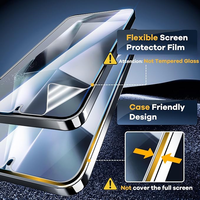 AACL 4-Pack for Samsung Galaxy S25/S24 Screen Protector Film [6.2"] | Fingerprint Unlock, Case-Friendly, Alignment Tool, Bubble Free, 7H Hybrid Film [Not Glass] - Image 4