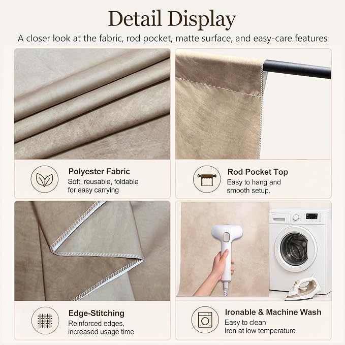 Abstract Photography Backdrop for Photoshoot 8x12ft, Beige,No Stand | Professional,Polyester Fabric,Roller Pocket on Top,Vintage Portrait Photo Props Booth Background,Photoshoot Studio - Image 5