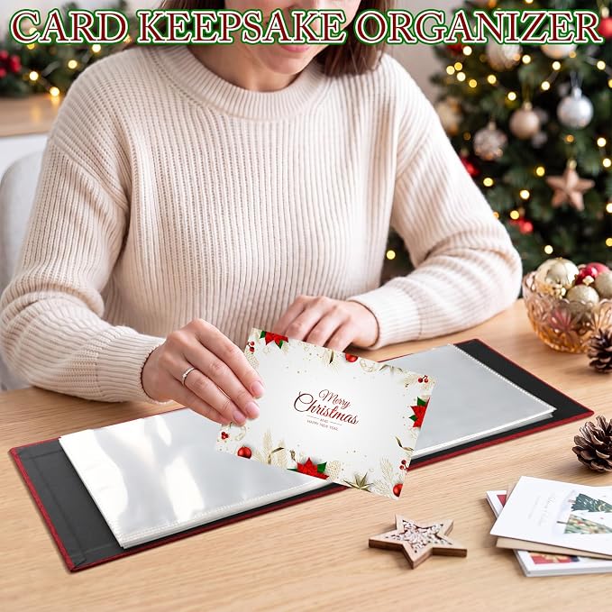 Spiareal Holiday Card Greeting Card Binder Album 6x8, Red | 100 Pages, Clapperboard Movie Design, Photo Holder for Party Wedding, Postcard Storage Organizer, Memory Keepsake Book - Image 2
