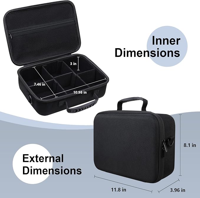 RAIALL Case for Canon EOS Rebel T7/R50/R100/Sony/Nikon D7500 Camera, Black | for R50V/R8/R10/RP/R7/R6 Mark II/R5 DSLR SLR, Lens, Tripod, Hard Protective Travel Bag with a Shoulder Strap and 5 Dividers - Image 7