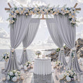 10 ft x 10 ft Wrinkle Free Silver Backdrop Curtain for Parties, Polyester Silver Grey Backdrop Drapes 2 Panels 5x10ft for Baby Shower Photoshoot Engagement Wedding Birthday Photography Background by Outpain