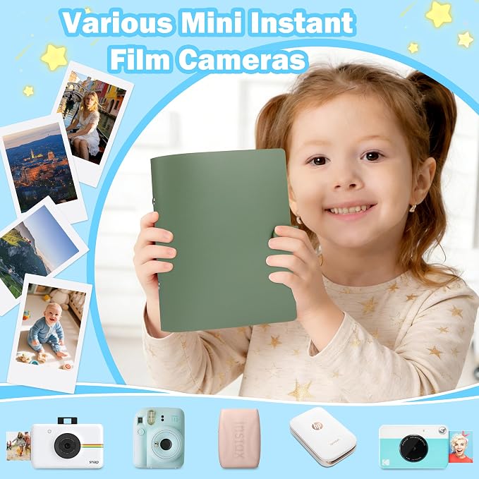Ruibytree 320 Pockets Album for Instax Mini & Polaroid 2x3" Pictures, Green | Gift-Ready Packaging, PU Leather Cover, Acid-Free Pages, Side-Loading Clear Pockets, Durable Binding, Easy Photo Viewing - Image 6