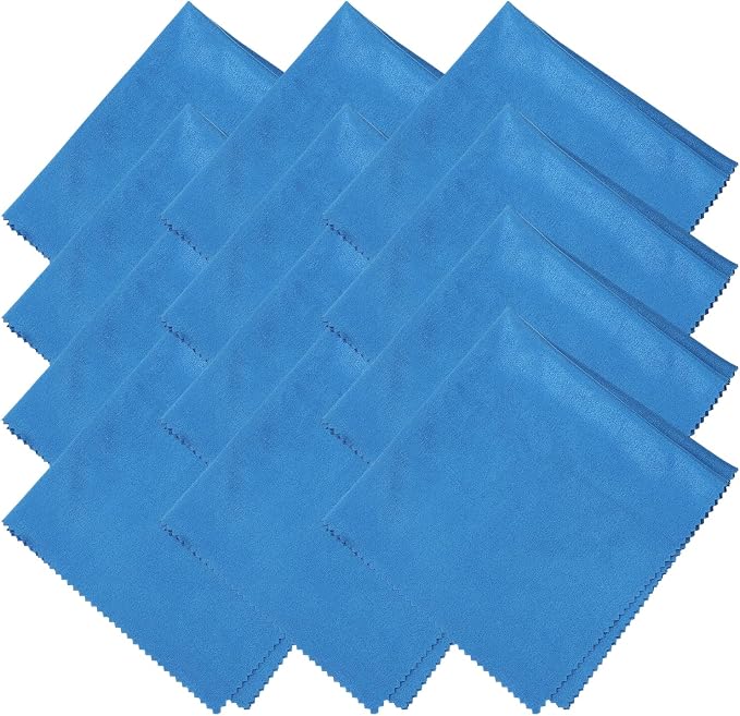uxcell 12 Pcs Microfiber Cleaning Cloth for Glasses, 11.8 x 11.8 Inch Eyeglass Cleaning Cloth, Glasses Cleaner Wipes for Electronics Lenses Screens Cameras Cell Phones, Sapphire Blue by uxcell