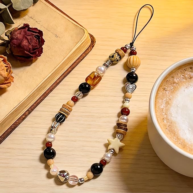 Cute Beaded Camera Wrist Strap for Phone, Digital Camera Charm Lanyard, Pearl Beaded Chain for Bag Keychain Gift - Image 3