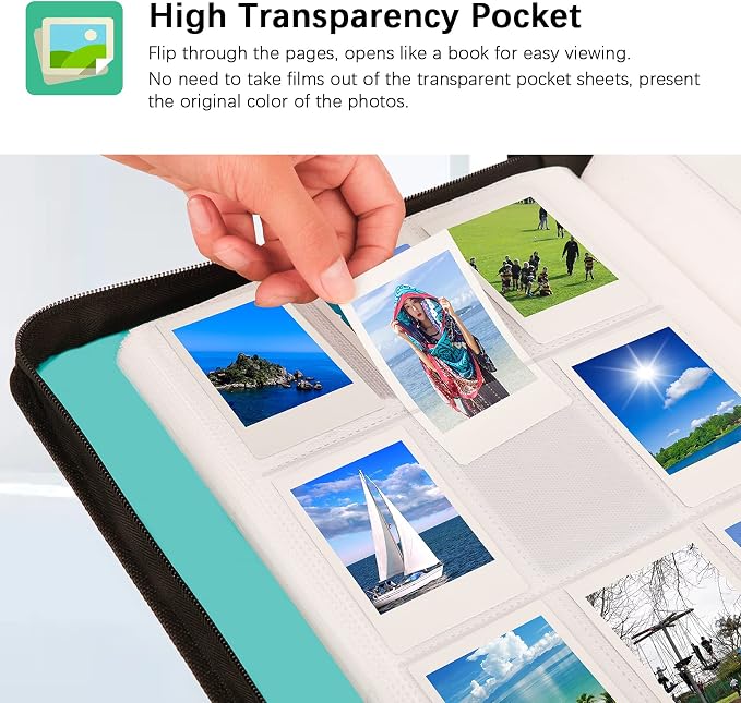 Veicevol 540-Pocket Album for Instax Mini & Polaroid 2x3 inch Photos, Green | Large Capacity, Designed for Fujifilm Instax Mini and Polaroid 2x3 Photos, To Store Pictures Or Trading Collection Cards - Image 4