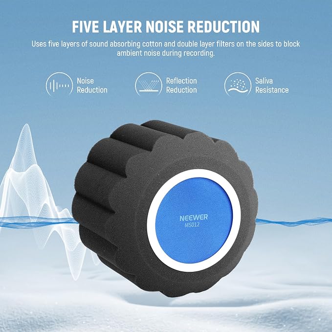 NEEWER Microphone Isolation Ball Shield Pop Filter, Portable Windscreen Mic Cover for Studio Vocal Booth Recording, Sound Absorbing Five Layer Foam Acoustic Equipment for 43-68 mm Mics, MS012 - Image 2