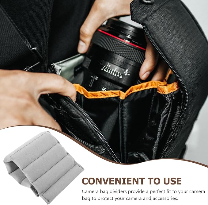 Cabilock Camera Bag Divider 2 Pcs Padded Dividers for Camera Bag Insert for Backpack Shock Absorbing Divider Organizer Insert for Photography Gear Travel | Two padded panels create adjustable sections for lenses, camera bodies and accessories inside co... - Image 5