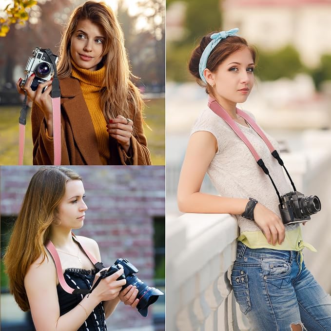 FIEIL Neck Strap Silicone Camera Straps - Padded Camera Strap, 1.5" Wide Adjustable Nylon Shoulder Strap - Compatible with Canon, Nikon, Sony, and More DSLR and Mirrorless Cameras (Peach Pink) - Image 4