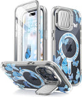 i-Blason for iPhone 15 Pro Case MagSafe, w/‌ Screen Protector, Bluefly | Built-in Screen Protector, Camera Cover Stand, Slim, Stylish by i-Blason