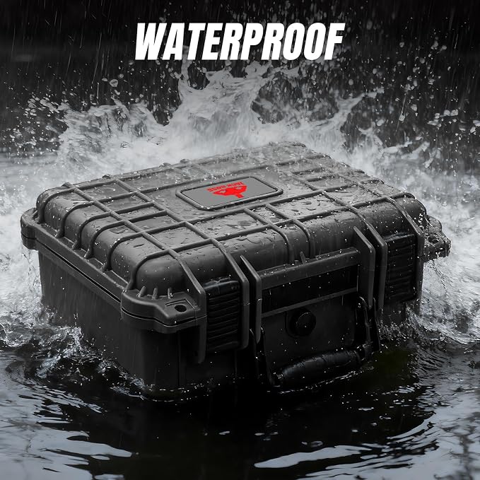 Jack Boss Waterproof Hard Camera Case with Pre-cut Foam,black,updated | Portable Hard Shell Case With Updated Plastic Material,Fit Use of Drones,Camera,Equipments,13.6X11.4X6 Inch - Image 5