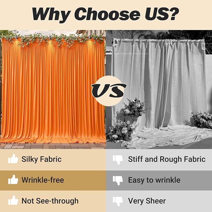 32ftx10ft Wrinkle Free Orange Backdrop Curtain - 10 Feet Photography Backdrop Drapes, Silky Polyester Back Drop Cloth for Wedding Baby Shower Balloon Arch Background - Image 8