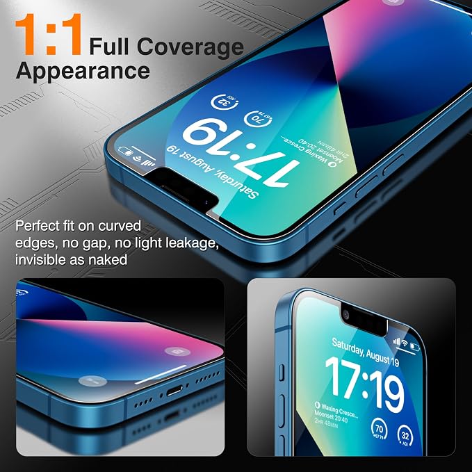 EZ-GLAZ-4+2 Pack for iPhone 13 Privacy Screen Protector (6.1") | 2-Pack Lens Protectors, Alignment Kit, Easy Installation, 9H+ Tempered Glass, Scratch Resistant, 28° Privacy Protection - Image 6