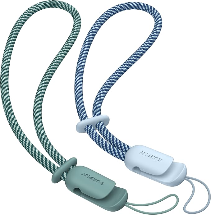 SURPHY 2 Pack Phone Lanyard, Phone Wrist Strap for Case, Camera Wrist Strap | Ultra-Light 2-Color Braided Phone Strap, Cellphone Charm Strap, Anti-Lost Wrist Lanyard for Women and Men, Cloud Blue Green by SURPHY