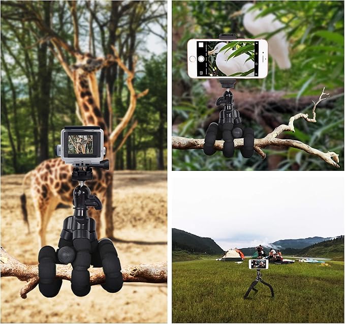 Phone Mini Tripod, Ruittos Premium Flexible Mobile Phone Tripod Stand Compatible with iPhone Samsung Go Pro, Small Digital Camera, Black - Image 2