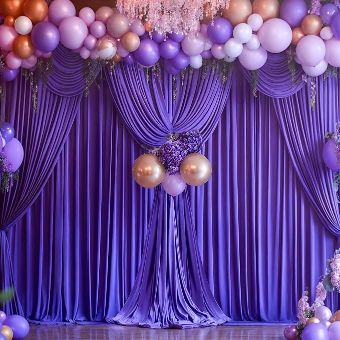 Wish Care Purple Backdrop Curtains - 6 Panels, Wrinkle-Free, Polyester, Photography Drapes for Baby Shower, Birthday Party, Wedding, Prom, Photo Booth - 24 X 10FT (Purple) - Image 3